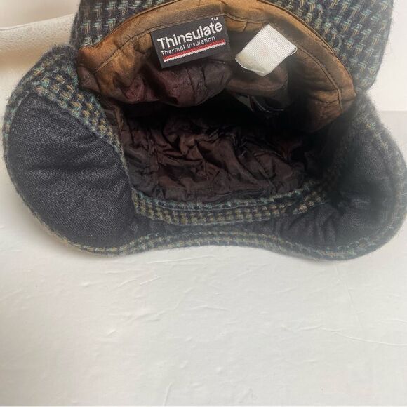 Minnesota Hats Vintage Gray/Black Houndstooth Wool Newsboys Hat W/Earflaps - Picture 11 of 11